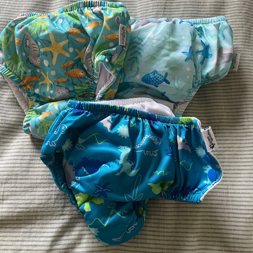 Colorful green sprouts swimming diapers